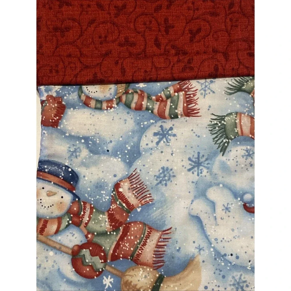 Handmade Christmas Stockings 12” Lot Of 2 Winter Snowman Trees Presents